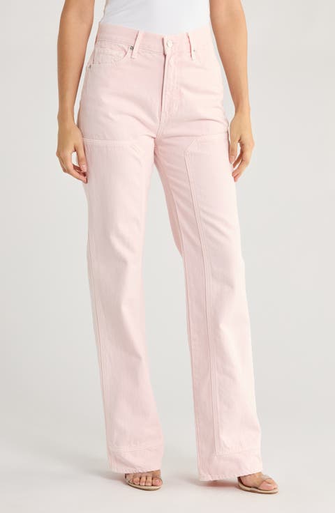 Dylan Paneled High Waist Straight Leg Jeans (Pink Haze)
