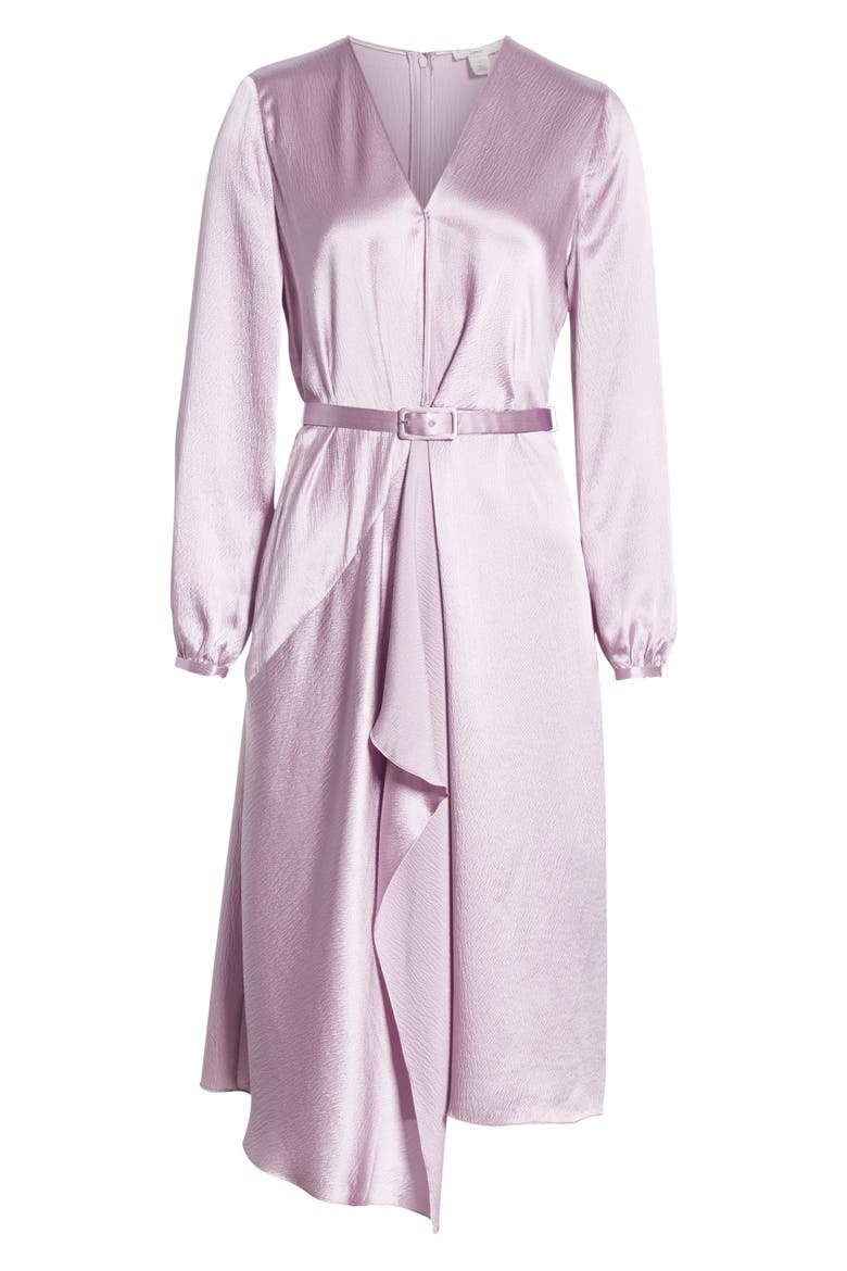 Hammered Satin Faux Wrap Dress, Alternate, color, PURPLE FROST