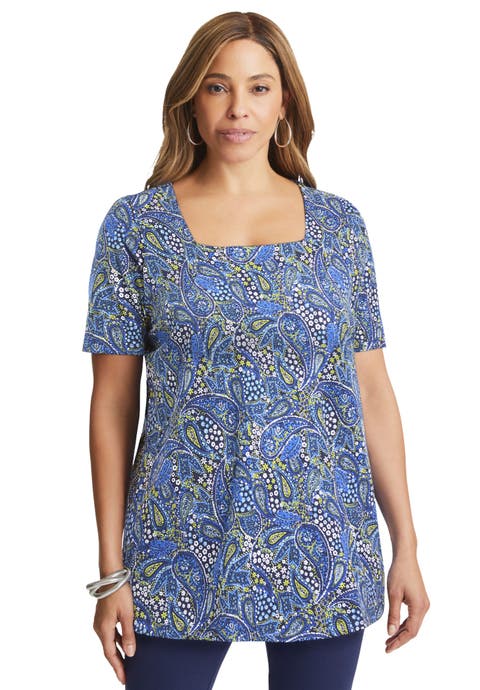 Stretch Cotton Square Neck Tunic (Plus Available)