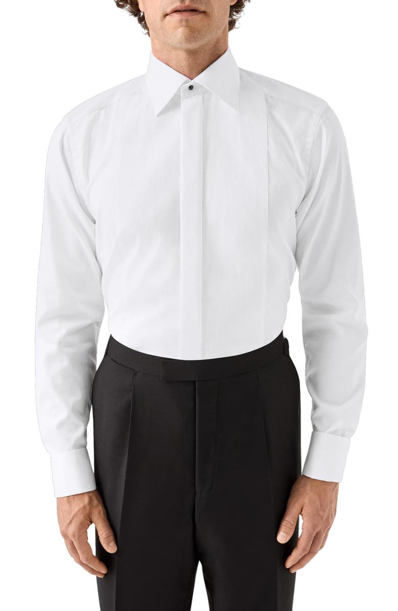 Eton Slim Fit Striped Bib Tuxedo Shirt, Main, color, White