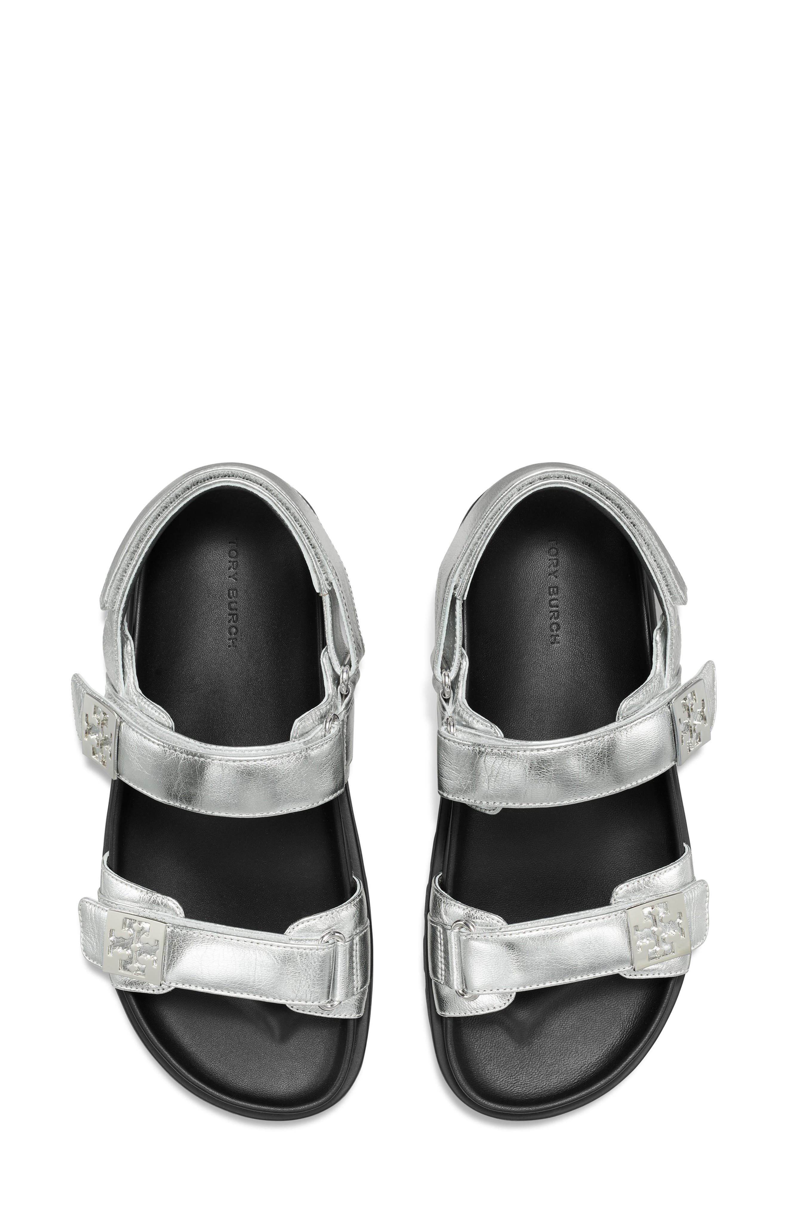 Tory Burch Mellow Sport Sandal, Alternate, color, Silver / Perfect Black