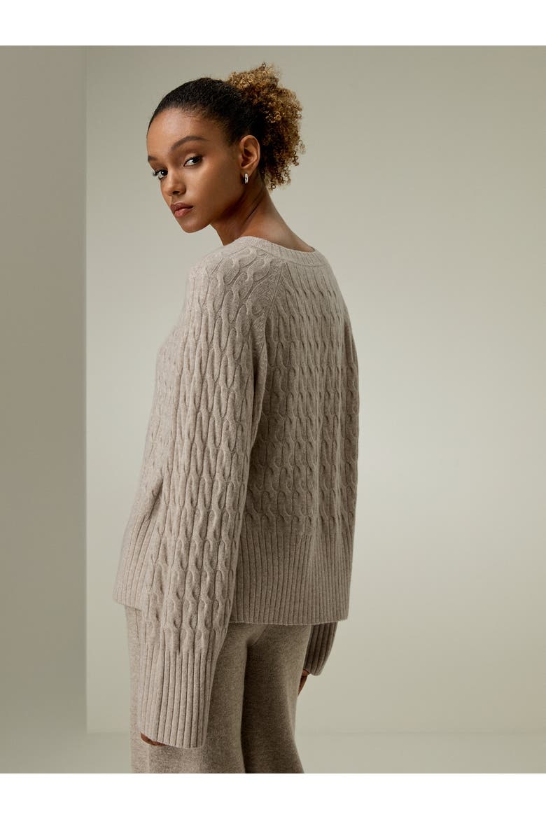 Women's Baby Cashmere Cable-knit Sweater, Alternate, color, Camel