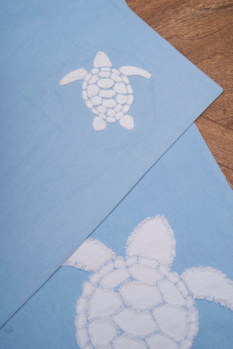 Blue Turtle Chilling 100% Cotton Set of 6 Placemats 14" x 20", Alternate, color, White