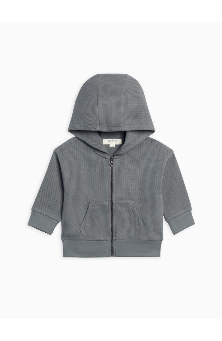 Kendi Meyer Waffle Knit Zipper Hoodie, Alternate, color, Agave