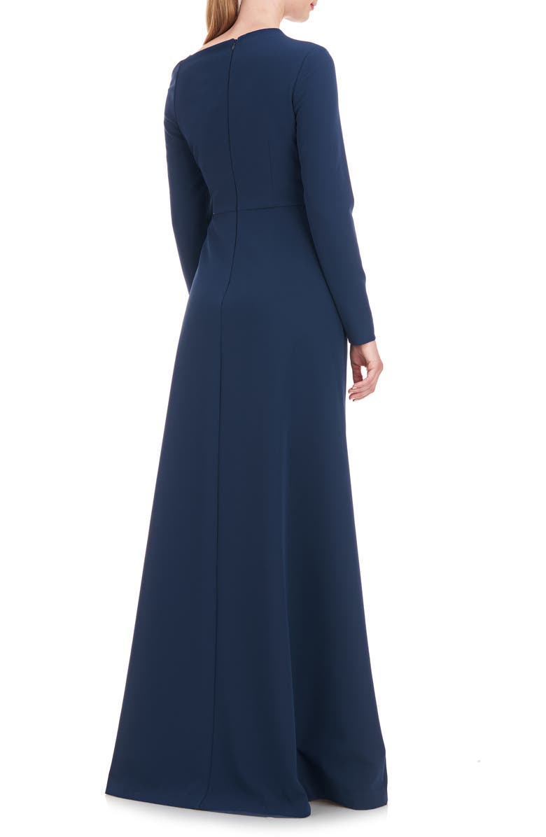 Kay Unger Irina Long Sleeve A-Line Gown, Alternate, color, Night Blue