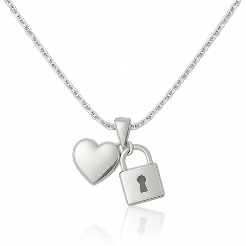Heart and Lock Pendant Necklace