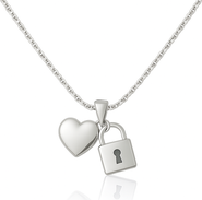 Donatello Gian Heart and Lock Pendant Necklace
