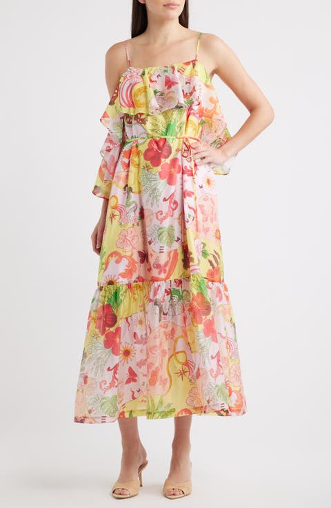 Ellera Floral Print Midi Dress