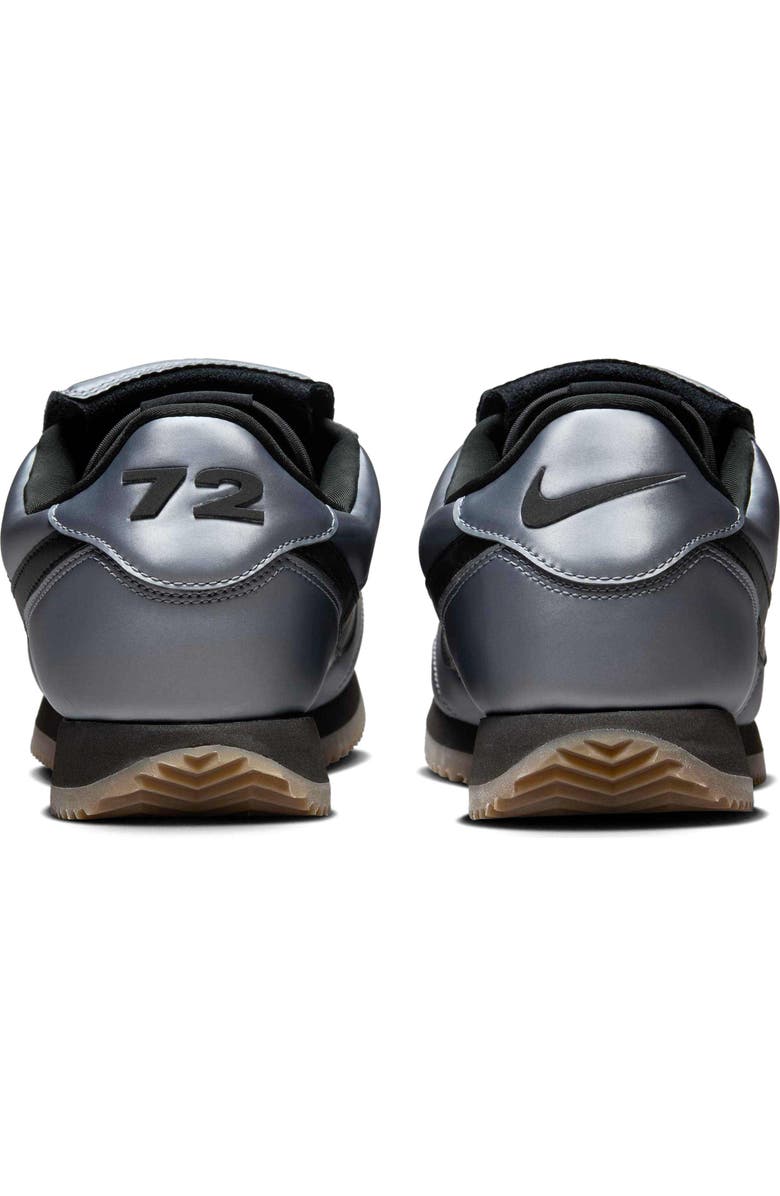 Nike Cortez Leather SE 'Metallic Cool Grey/Black' Soccer Sneaker, Alternate, color,