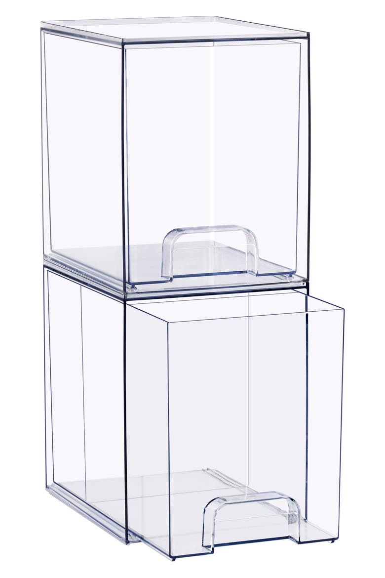 2-Piece Tall Stackable Clear Organizer Set, Main, color, NO COLOR