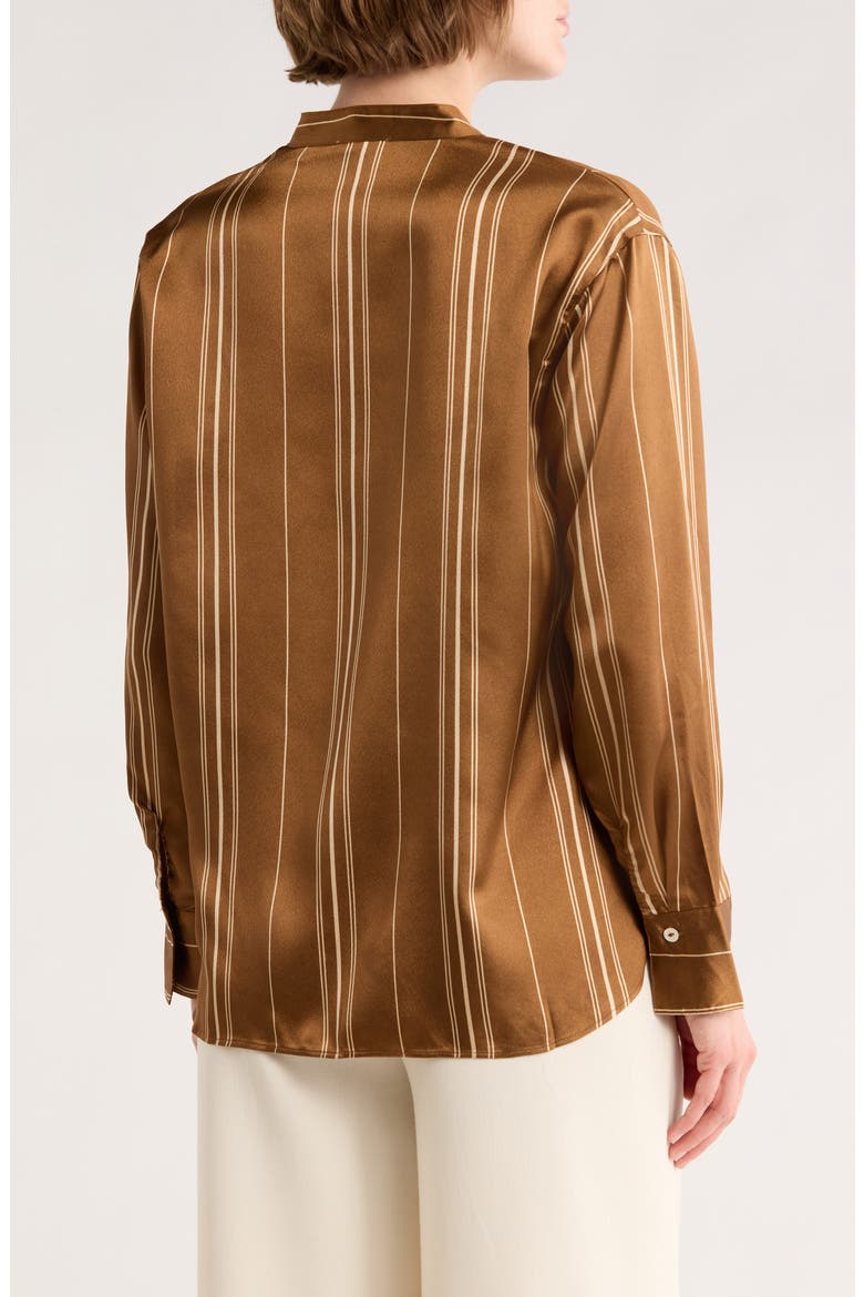 Stripe Satin Button-Up Shirt, Alternate, color, BRONZE/ WHITE STRIPE
