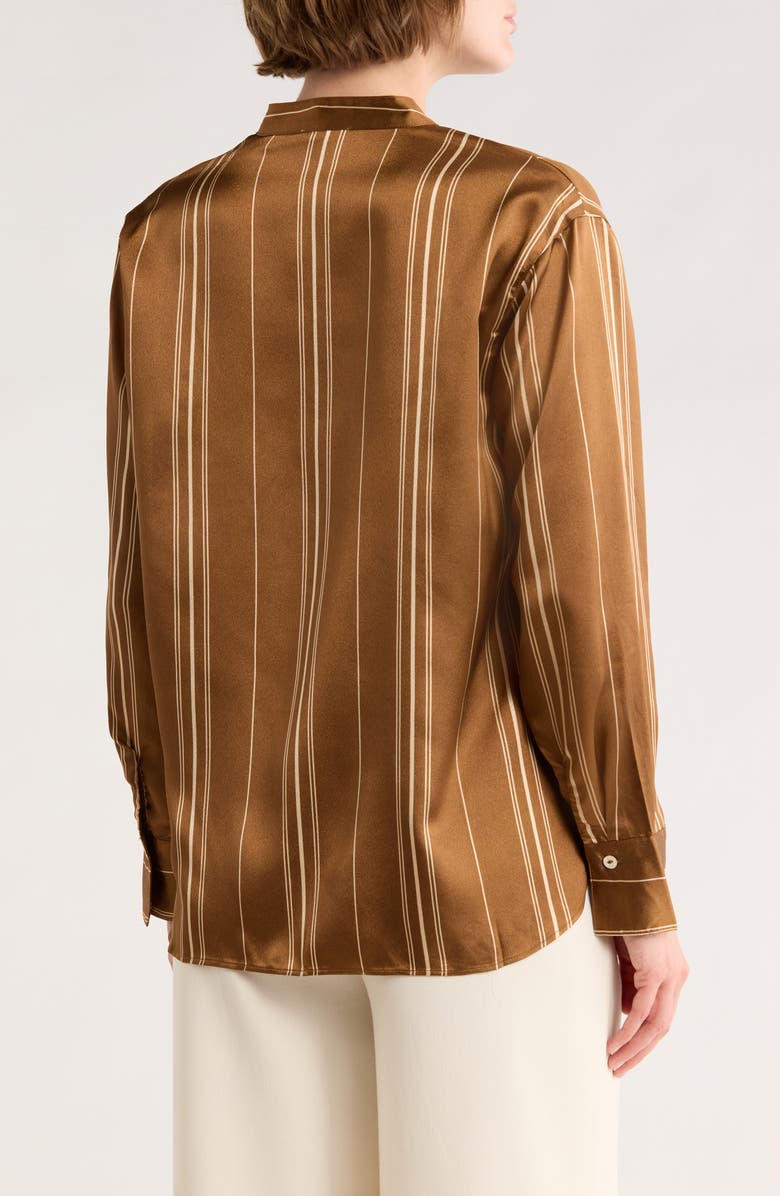 ELIE ELIE TAHARI Stripe Satin Button-Up Shirt, Alternate, color, Bronze/ White Stripe