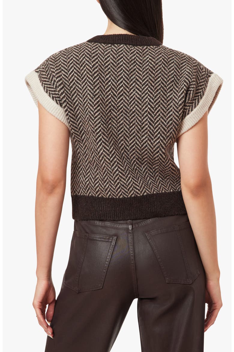 Herringbone Short Sleeve Sweater, Alternate, color, CHOCOLATE