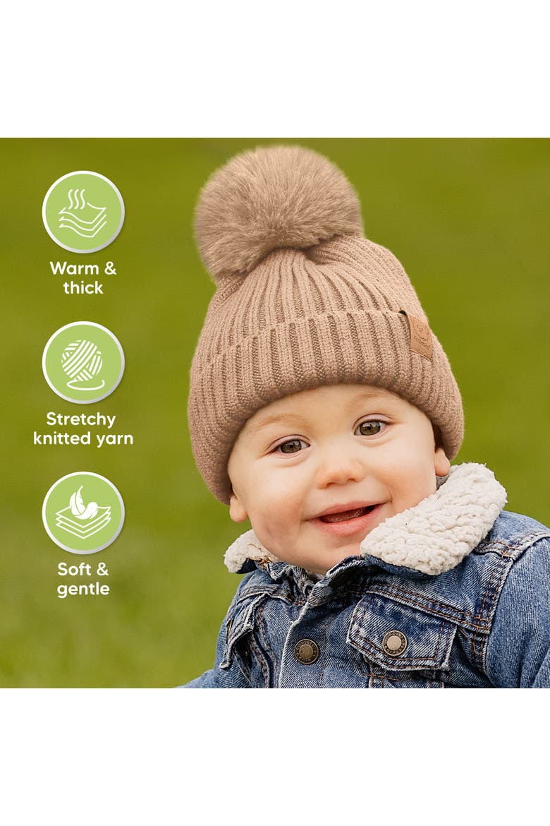 2-Pack Pom Knitted Beanie, Alternate, color, Dune