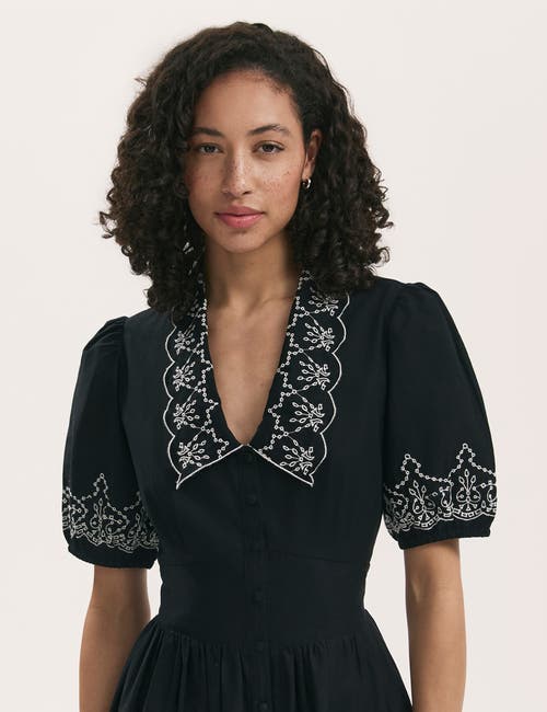 Finery London Arianna Embroidered Cotton Midi Dress In Black