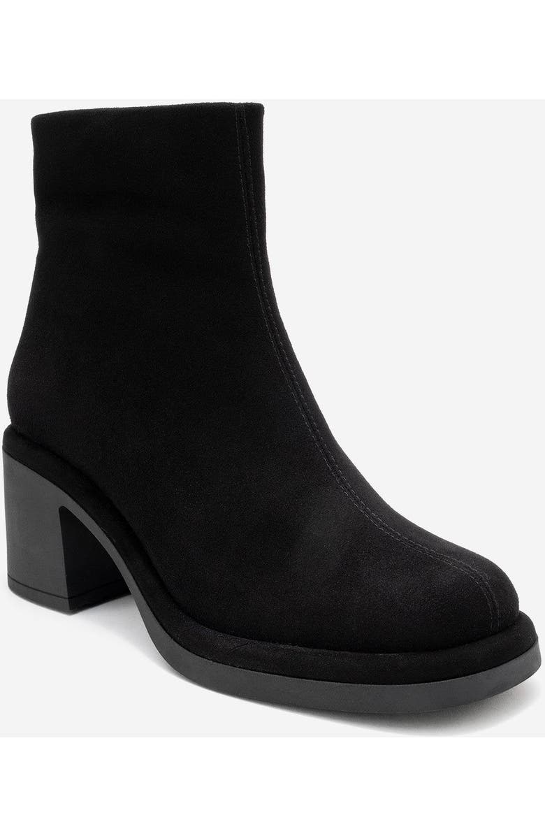 Forever & Always Shoes Junae Leather Block Heel Boot, Main, color, Black Suede