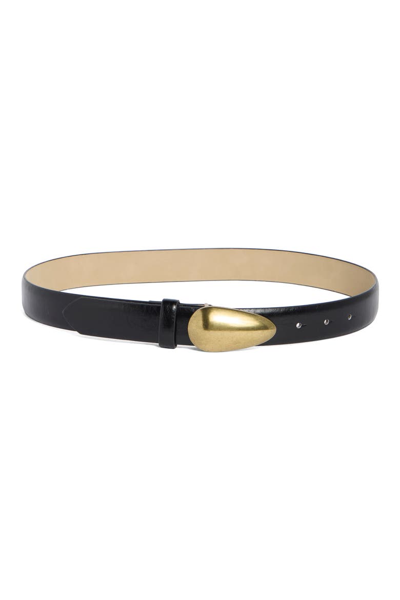 Glossy Teardrop Buckle Belt, Main, color, BLACK