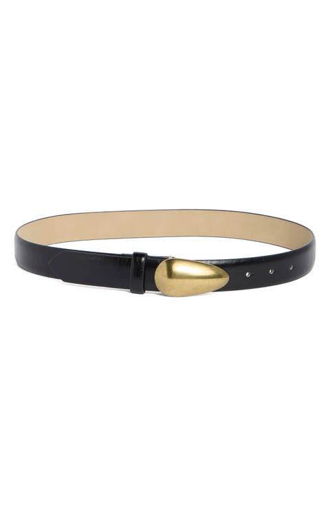 Glossy Teardrop Buckle Belt