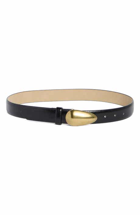 Steve Madden Glossy Teardrop Buckle Belt