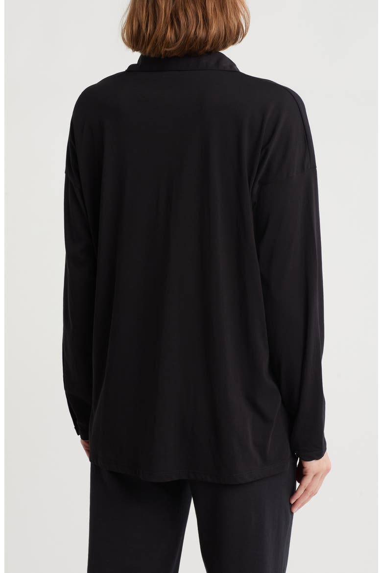 Long Boxy Organic Cotton Button-Up Shirt, Alternate, color, BLACK