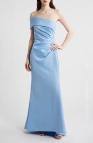 eliza j ruched one shoulder dress Eliza J Women's One Shoulder Dress - Blue - Size 14