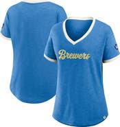 FANATICS Women's Fanatics Royal Milwaukee Brewers Cooperstown Collection Vintage Play​ Slub V-Neck T-Shirt