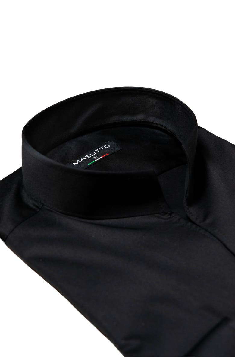 MASUTTO Tonali Stand collar Button-Up Long Sleeve Shirt, Main, color, Black