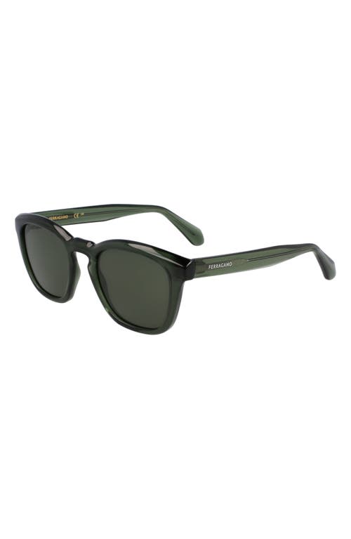 Ferragamo 50mm Modified Rectangular Sunglasses In Transparent Khaki