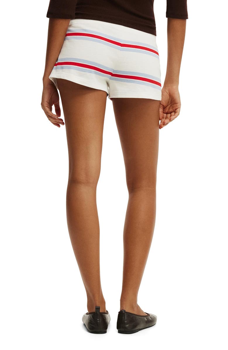Cotton On Women's Micro Sweatshort, Alternate, color, Cream Red Blue Multi Stripe