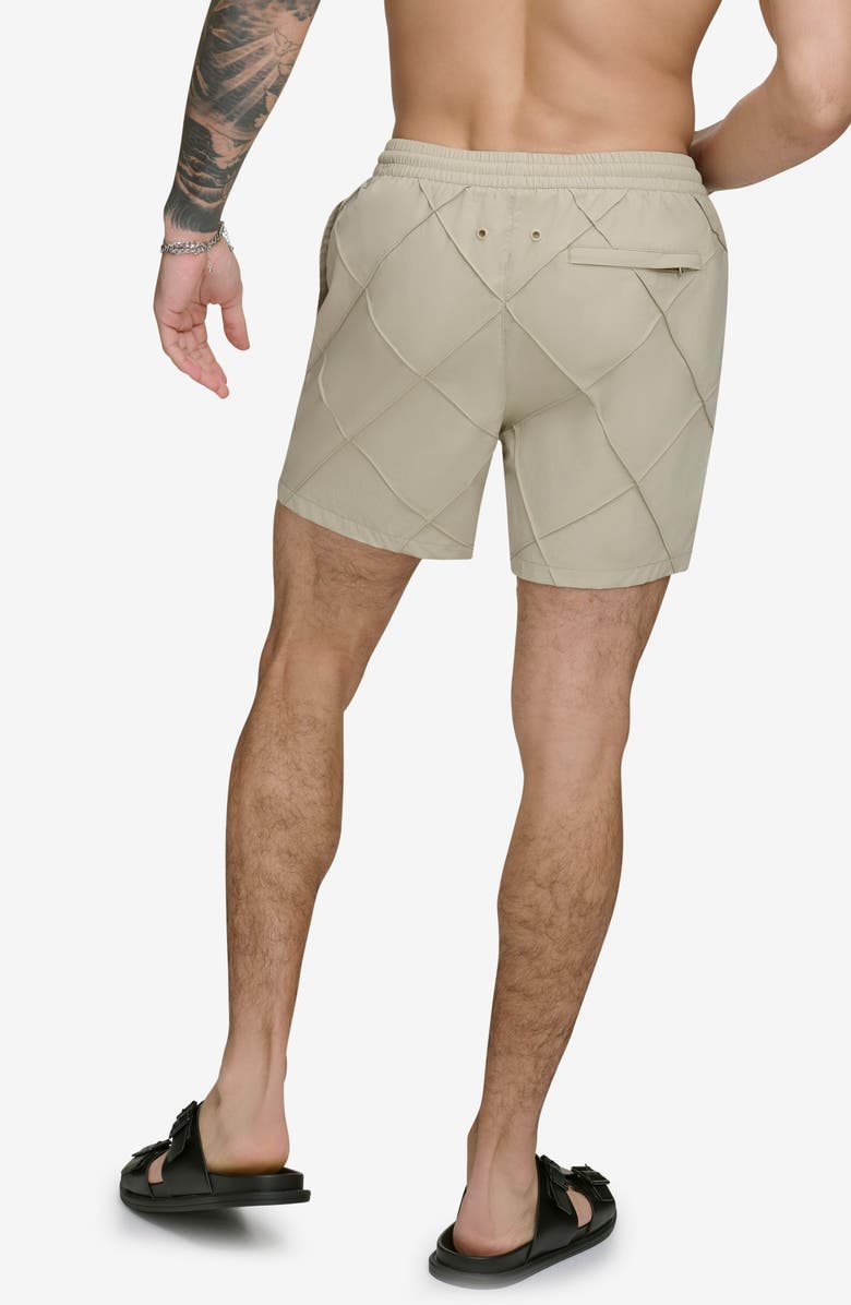 DKNY Diamond Pintuck Swim Trunks, Alternate, color, Tan