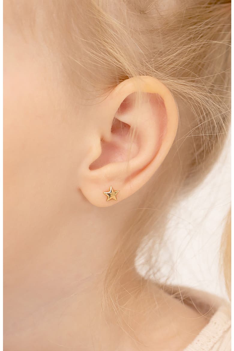 14k Puffed Star Earrings, Alternate, color, Gold