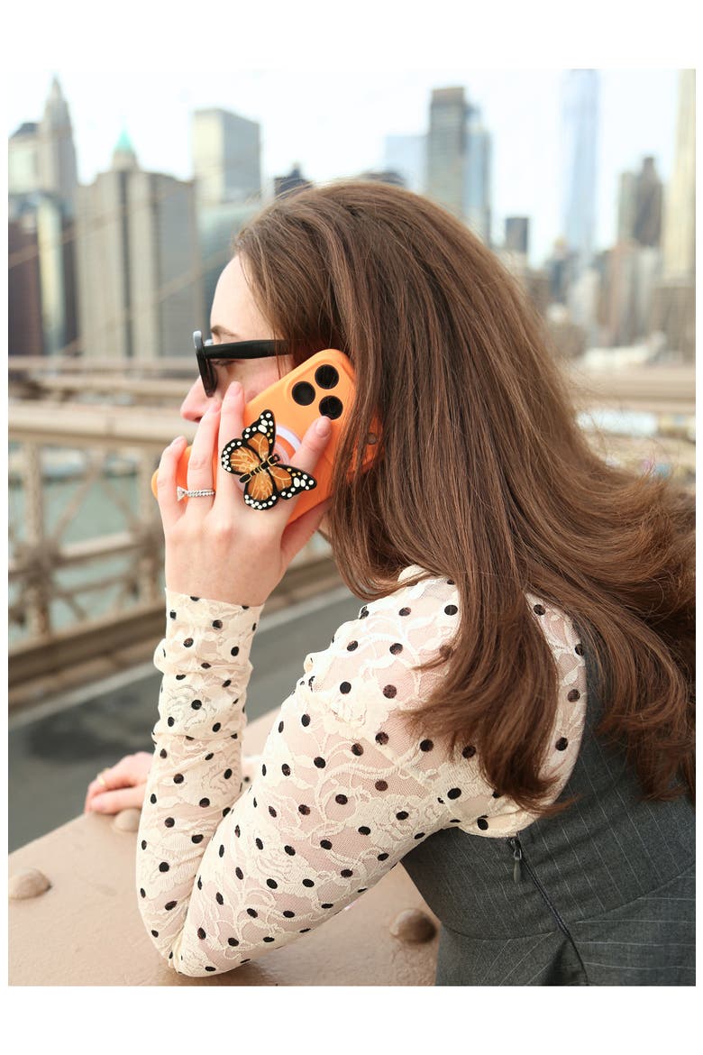Hand Painted Monarch Butterfly Phone Grip, Alternate, color, ORANGE