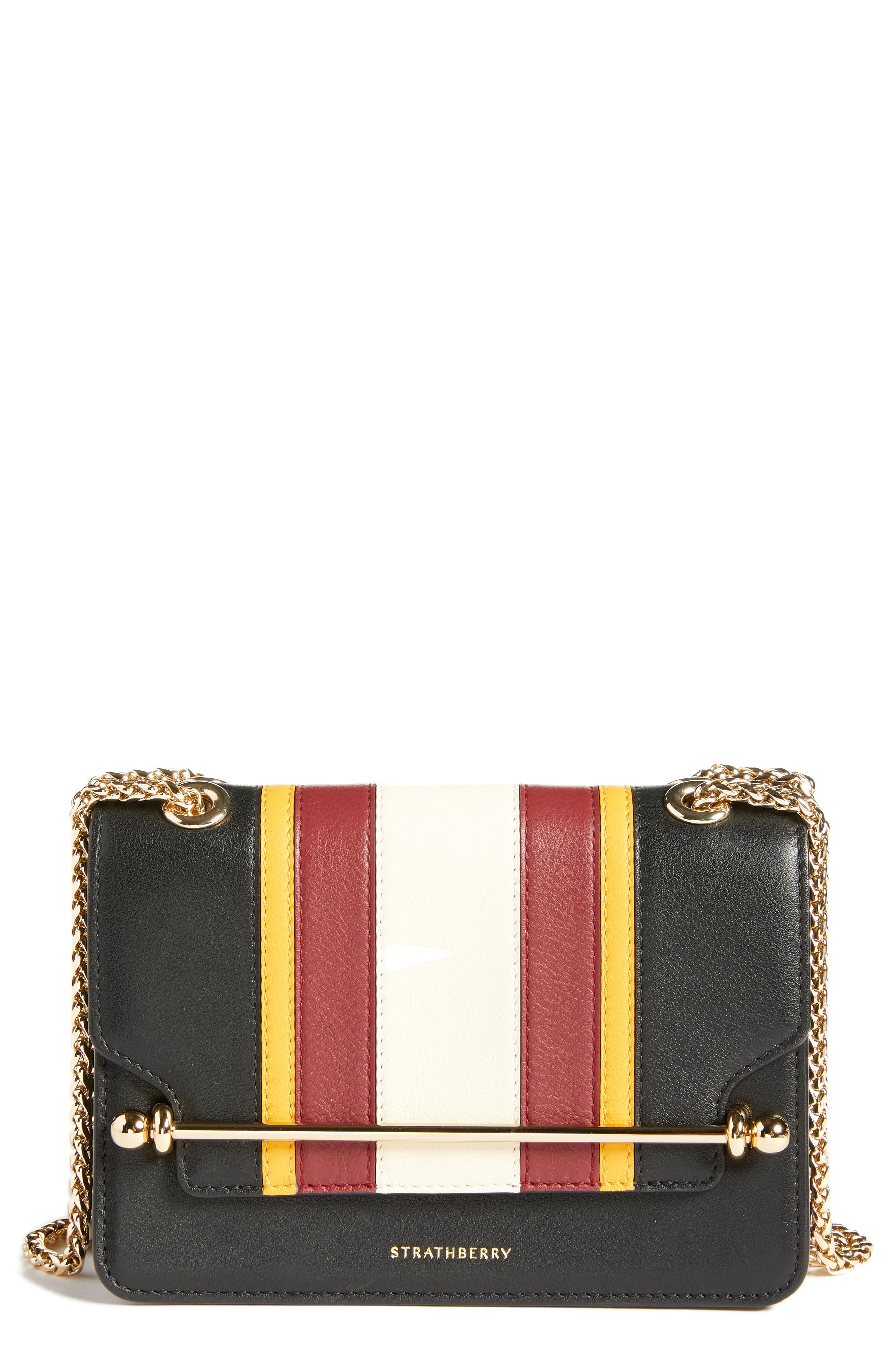 Strathberry Mini East/West Stripe Leather Crossbody Bag, Main, color, 