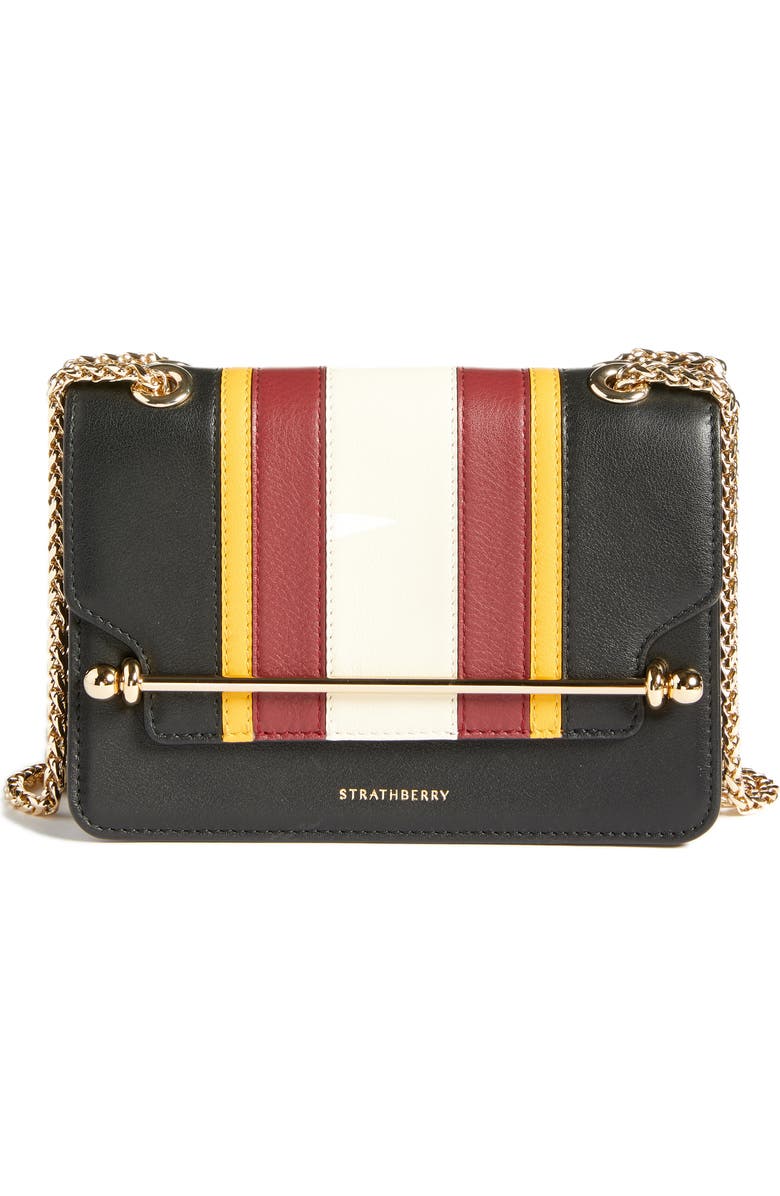 Strathberry Mini East/West Stripe Leather Crossbody Bag, Main, color,