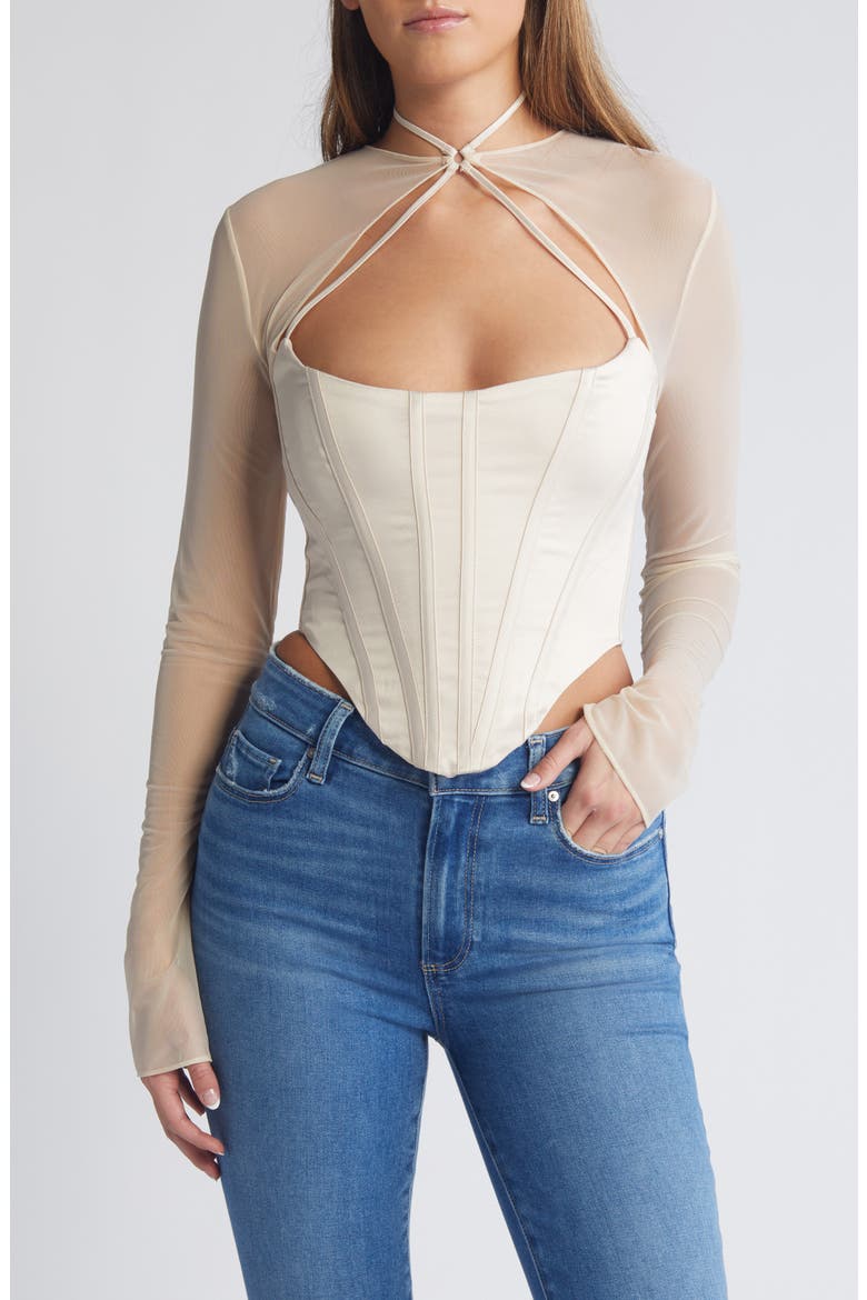 Know You Long Sleeve Corset Top, Main, color, VANILLA