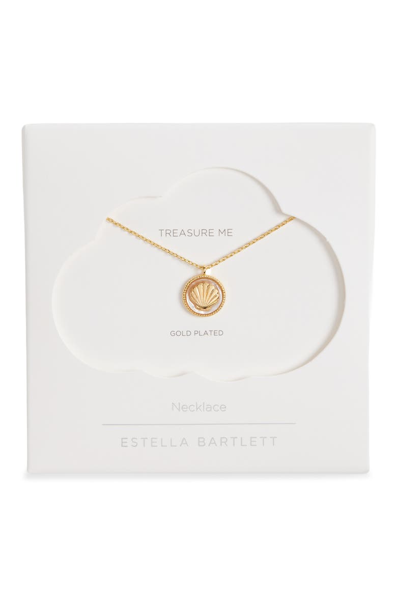 Mother-of-Pearl Seashell Pendant Necklace, Alternate, color, GOLD