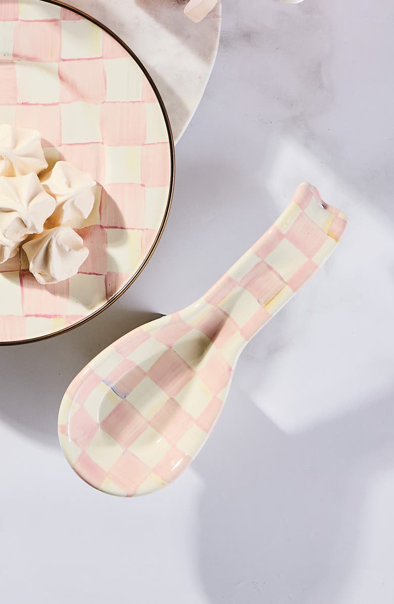 MACKENZIE CHILDS Rosy Check Spoon Rest, Alternate, color, Rosy