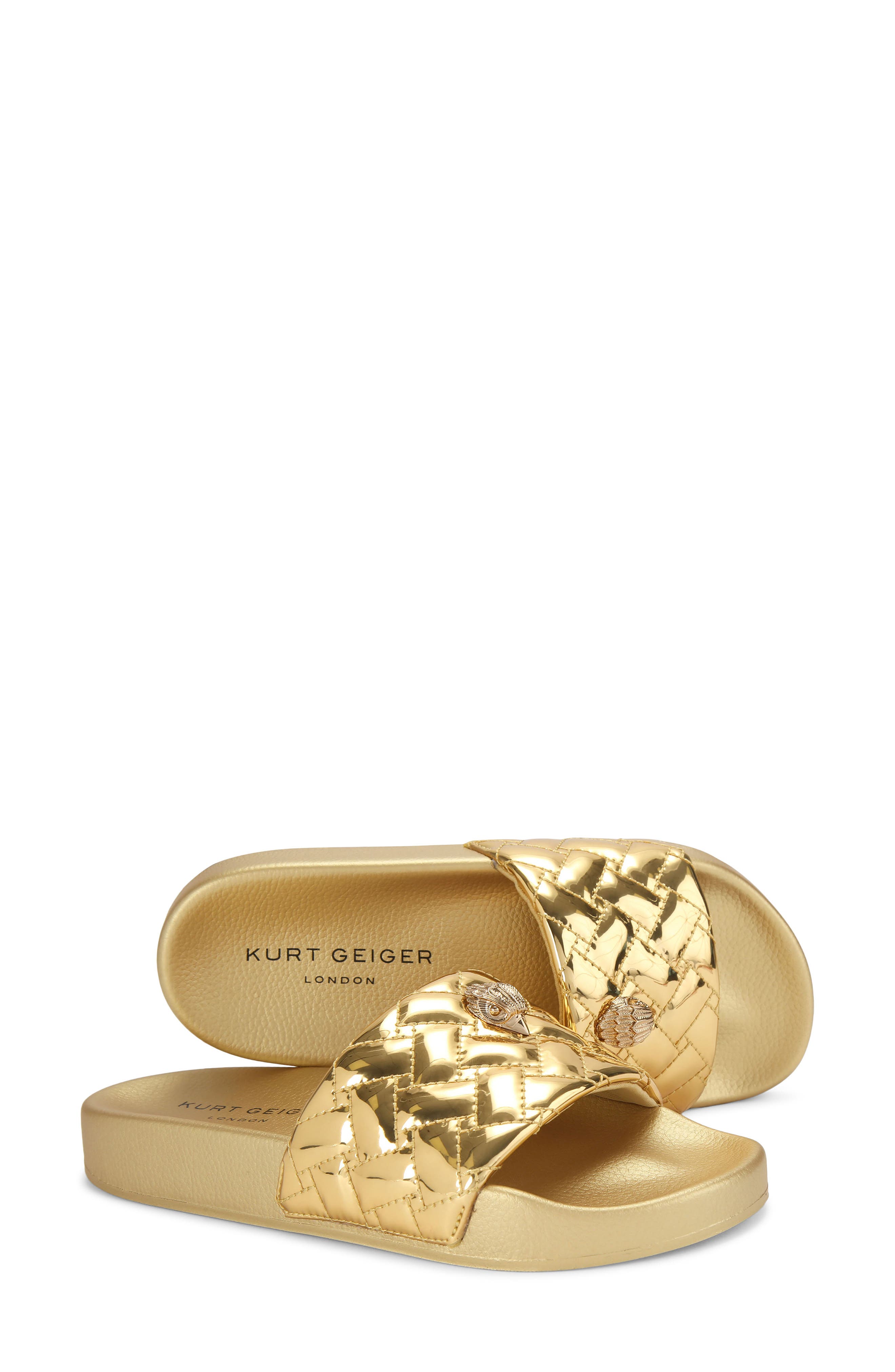 Meena Eagle Slide Sandal, Alternate, color, GOLD