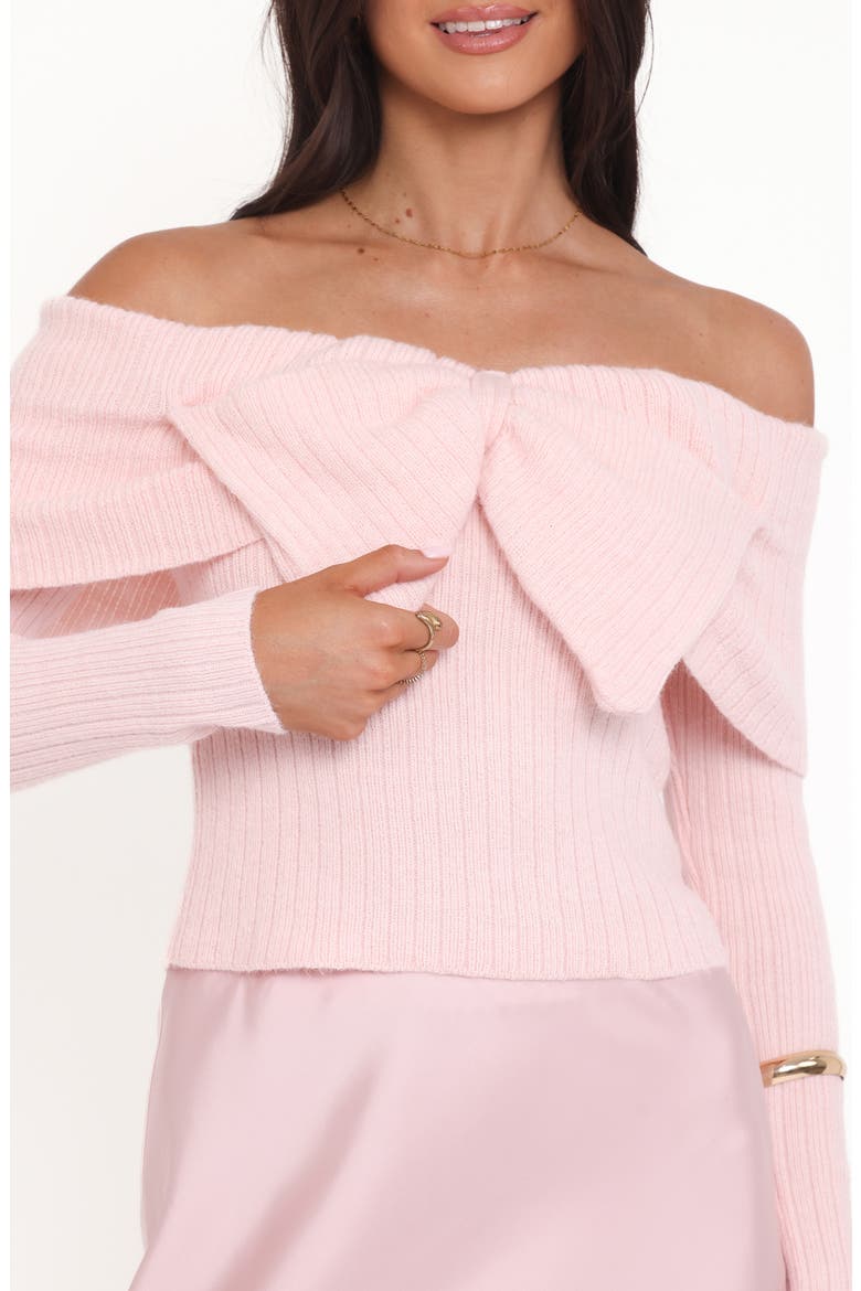 Helene Off the Shoulder Bow Sweater, Alternate, color, PINK