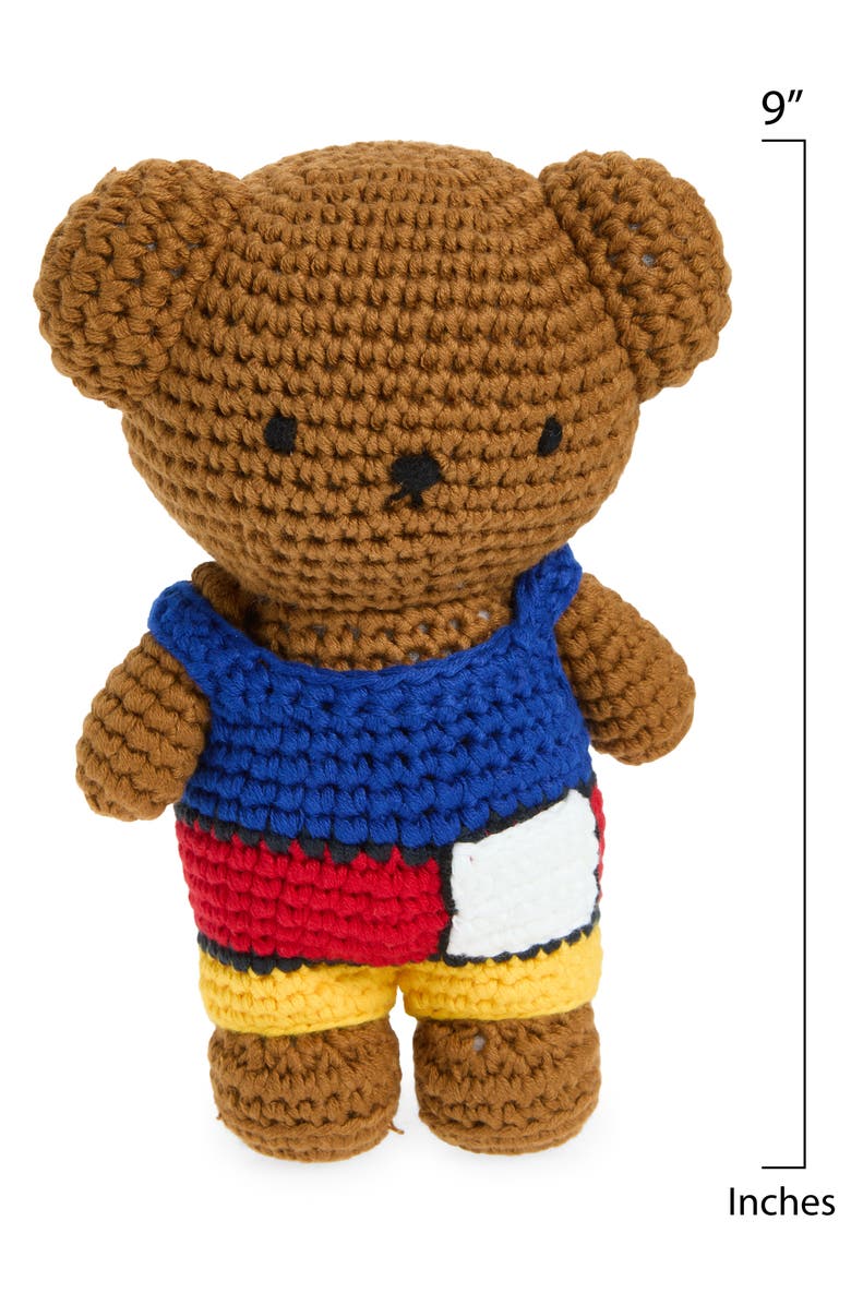 Just Dutch Boris & His Mondrian Overalls Crocheted Stuffed Animal, Alternate, color, Brown Multi