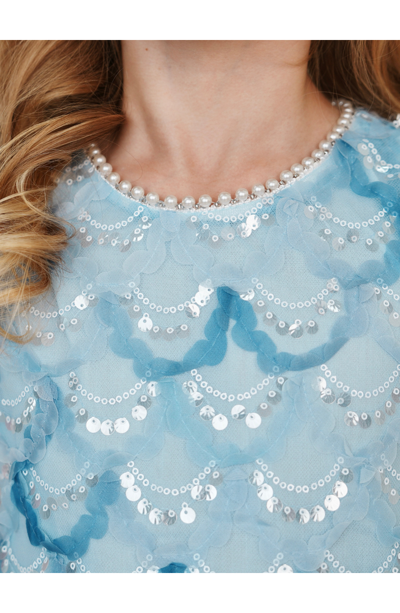 Mia Belle Girls Charming Mermaid Sequin Tulle Dress, Alternate, color, Blue