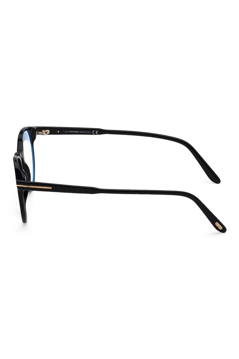 49mm Round Blue Light Blocking Glasses, Alternate, color, SHINY BLACK / BLUE BLOCK