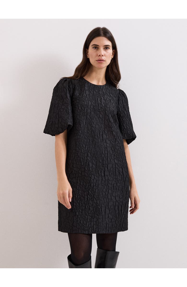 Phase Eight Jacquard Round Neck Mini Dress, Main, color, Black