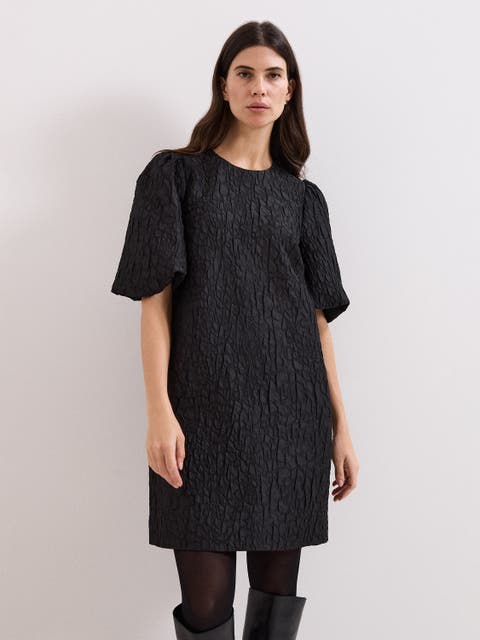 Jacquard Round Neck Mini Dress