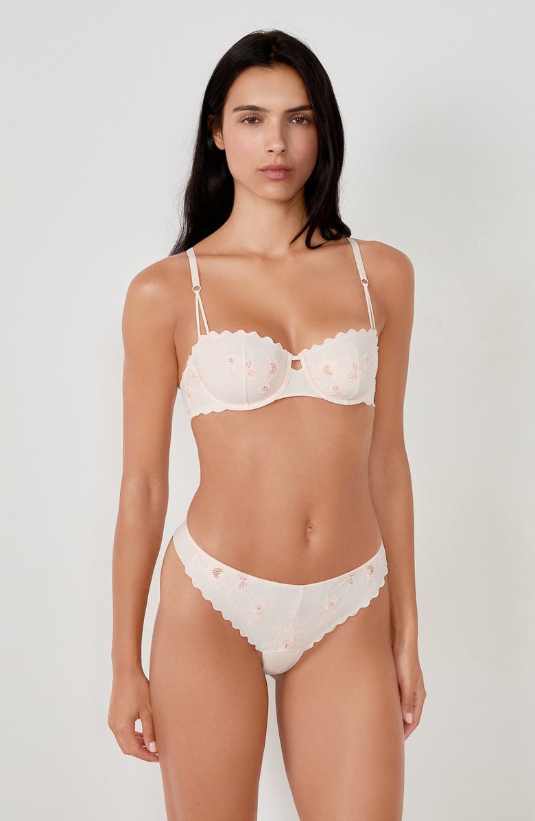 Etam Ravissante Bresilien Ravis Embroidered Thong, Alternate, color, Pink