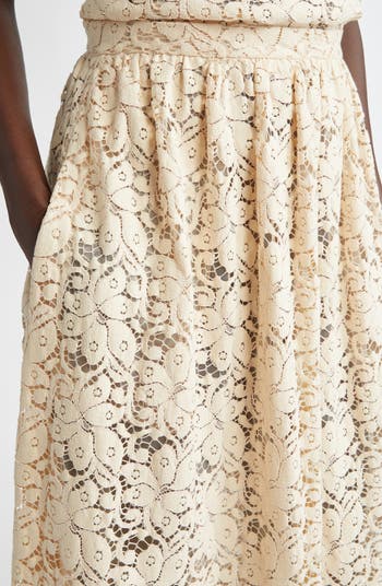 Floral Guipure Lace Midi Skirt