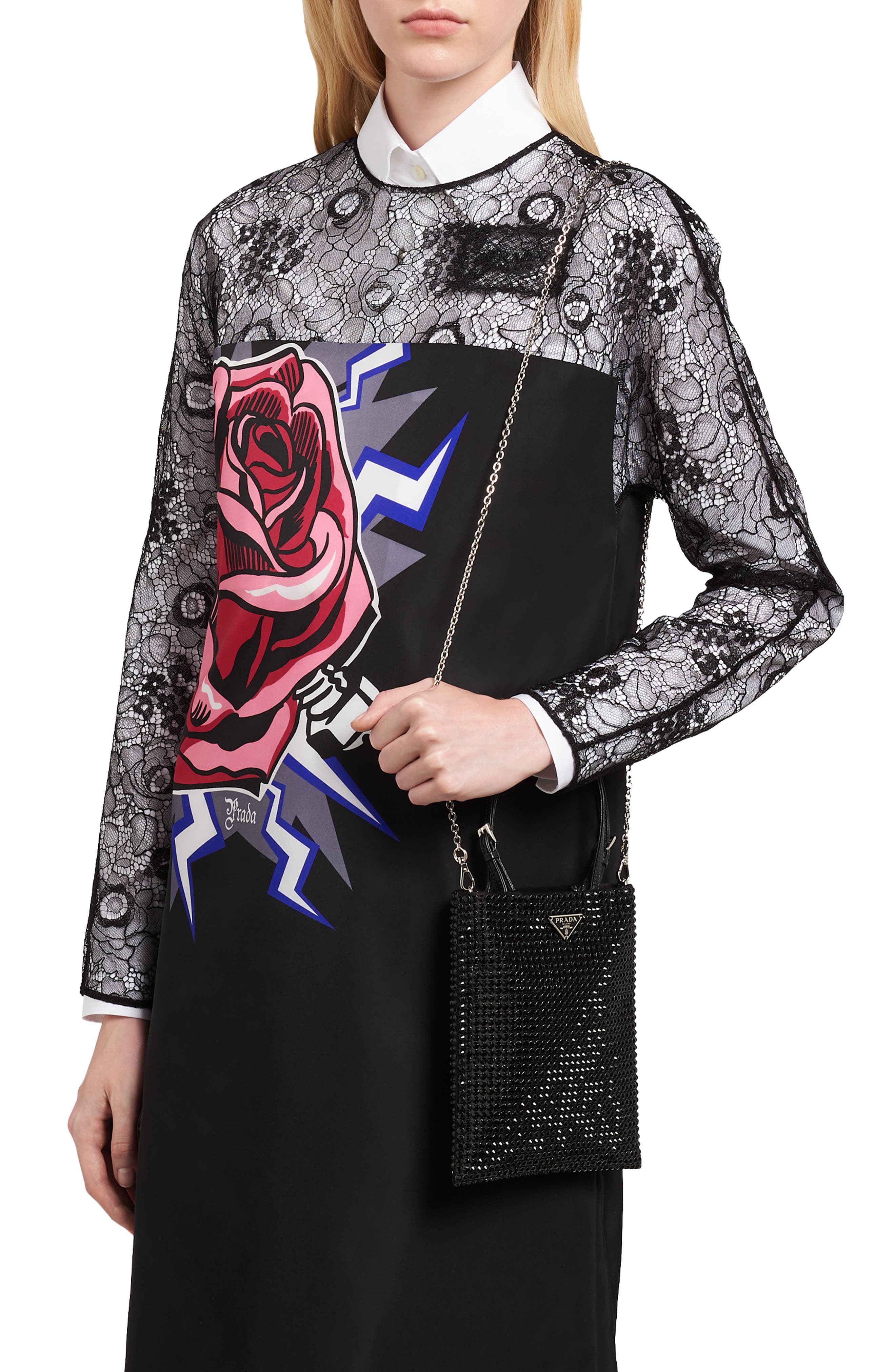 Prada Crystal Embellished Crossbody Bag, Alternate, color, 