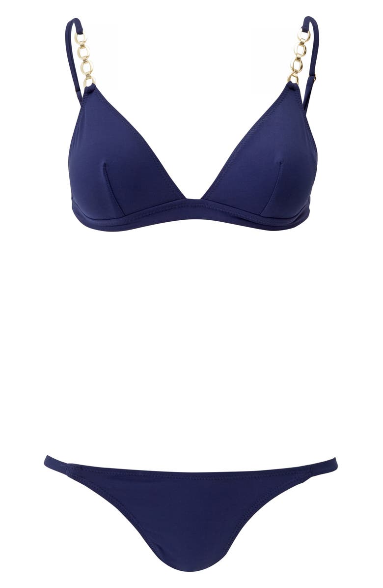 Melissa Odabash Mexico Chain Strap Bikini Top, Alternate, color, Navy