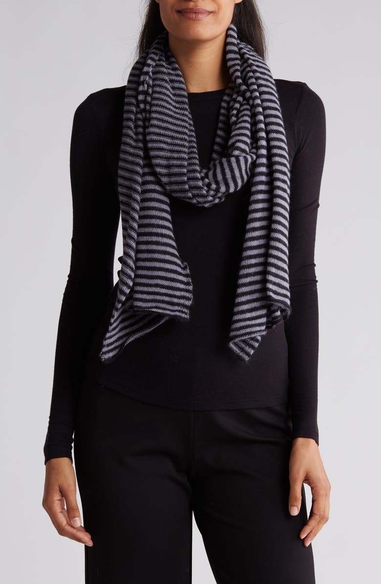 Portolano Stripe Wool Blend Scarf, Main, color, Black/ Malibu Blue