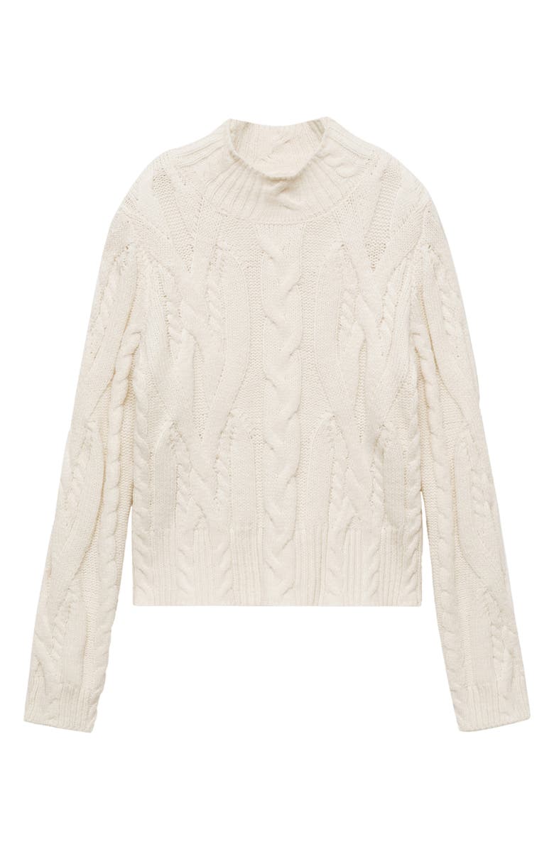 MANGO Perkins Cable Stitch Crop Sweater, Alternate, color,
